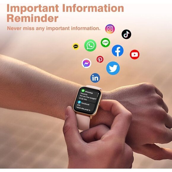 ✨ Aeac Smart Watch Women Pink Android & iPhone Bluetooth Call HD Fitness Watch - Picture 4 of 9